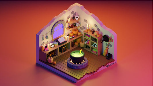 The Cauldron Room Witchy 3D Illustration