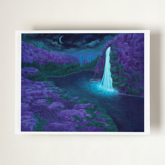 Escape – Moonlit Fantasy Waterfall Fine Art Print