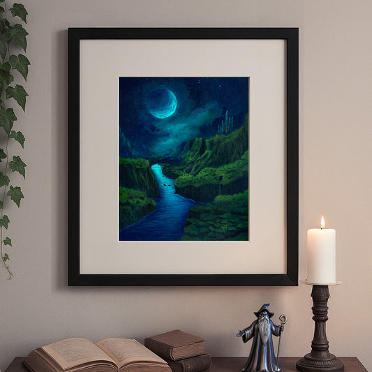 Moonlit Forest Passage - Moonlit Fantasy Landscape Fine Art Print